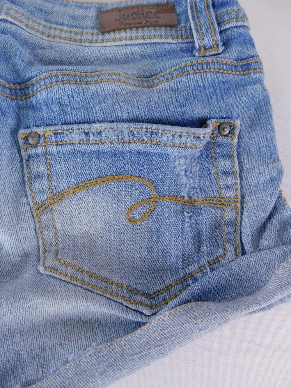 Justice Hot Pants Girls 10 Blue Denim Cutoff Distressed Cuffed Shorts Summer